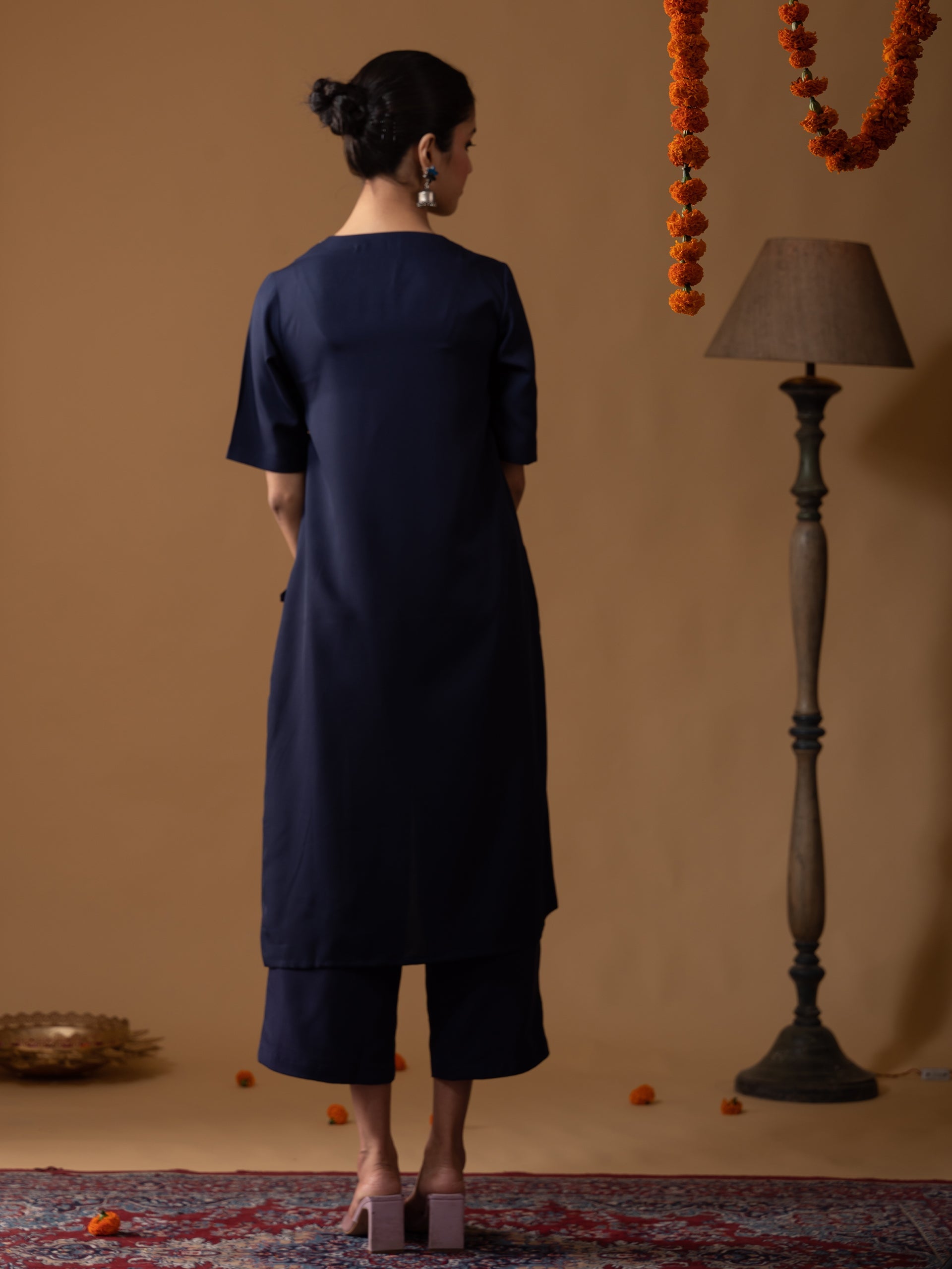 SET Angrakha Blue Crepe Top & Pant