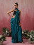 Blue Steel Dual Shade Chiffon Saree with Embroidered Scallop