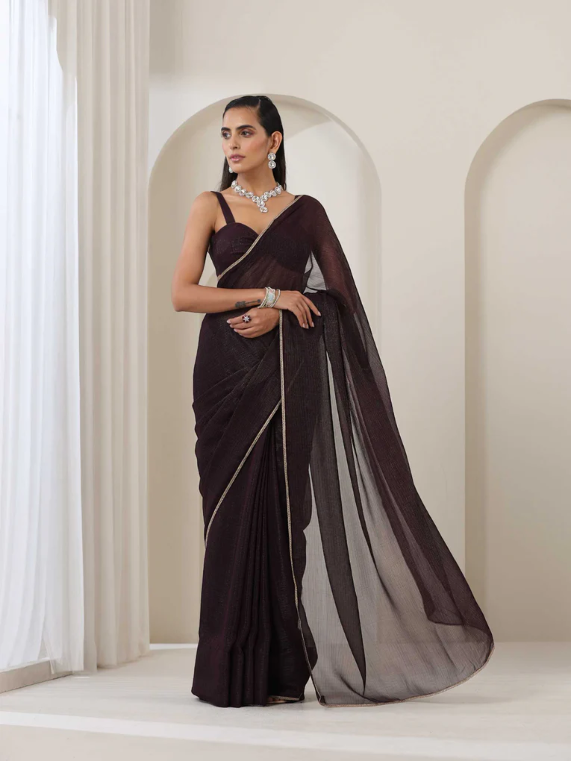 Lincoln Park Kota Saree with Lace and Blouse Fabric