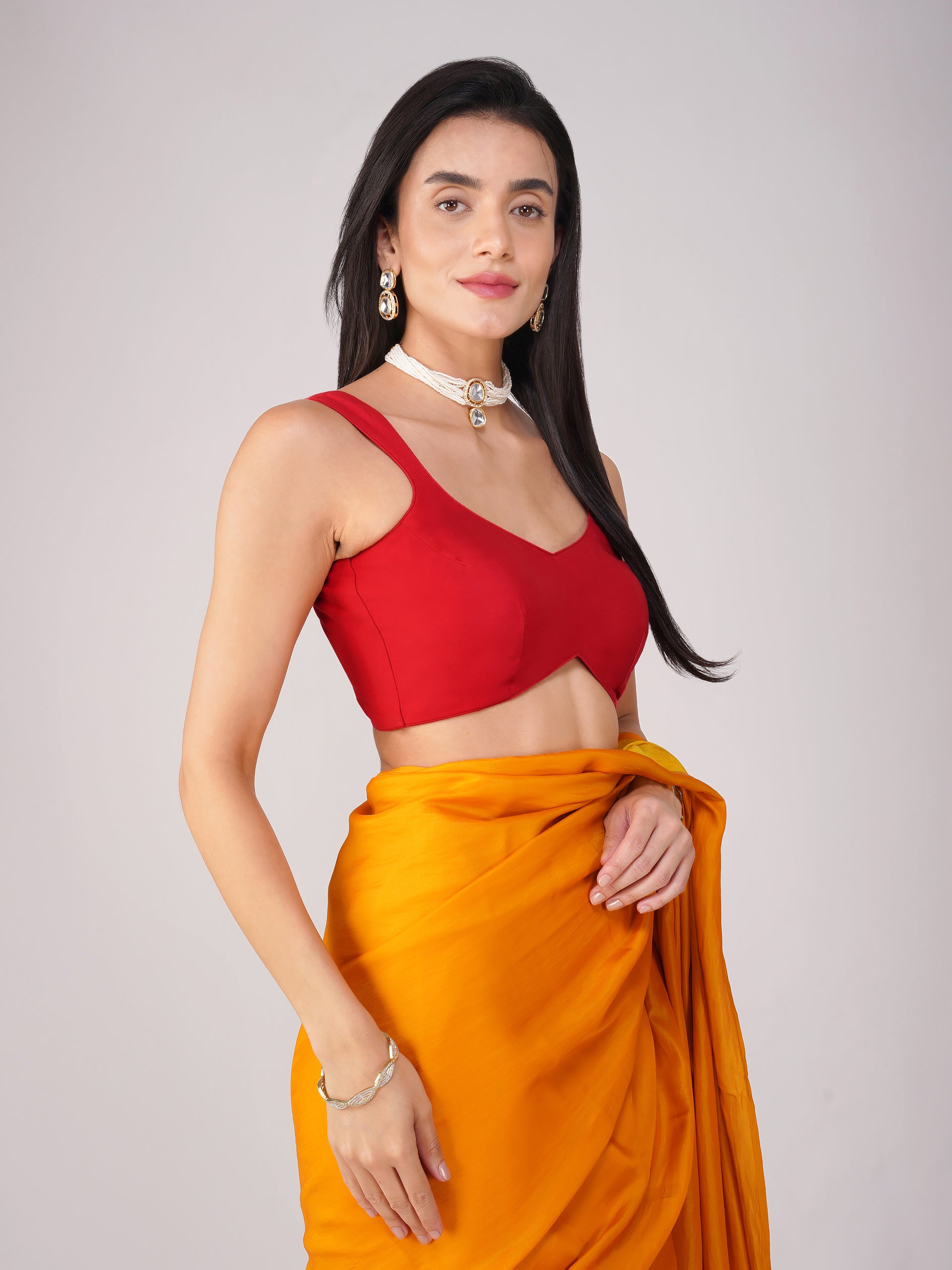 Crimson Curve Red Back-Tie Blouse