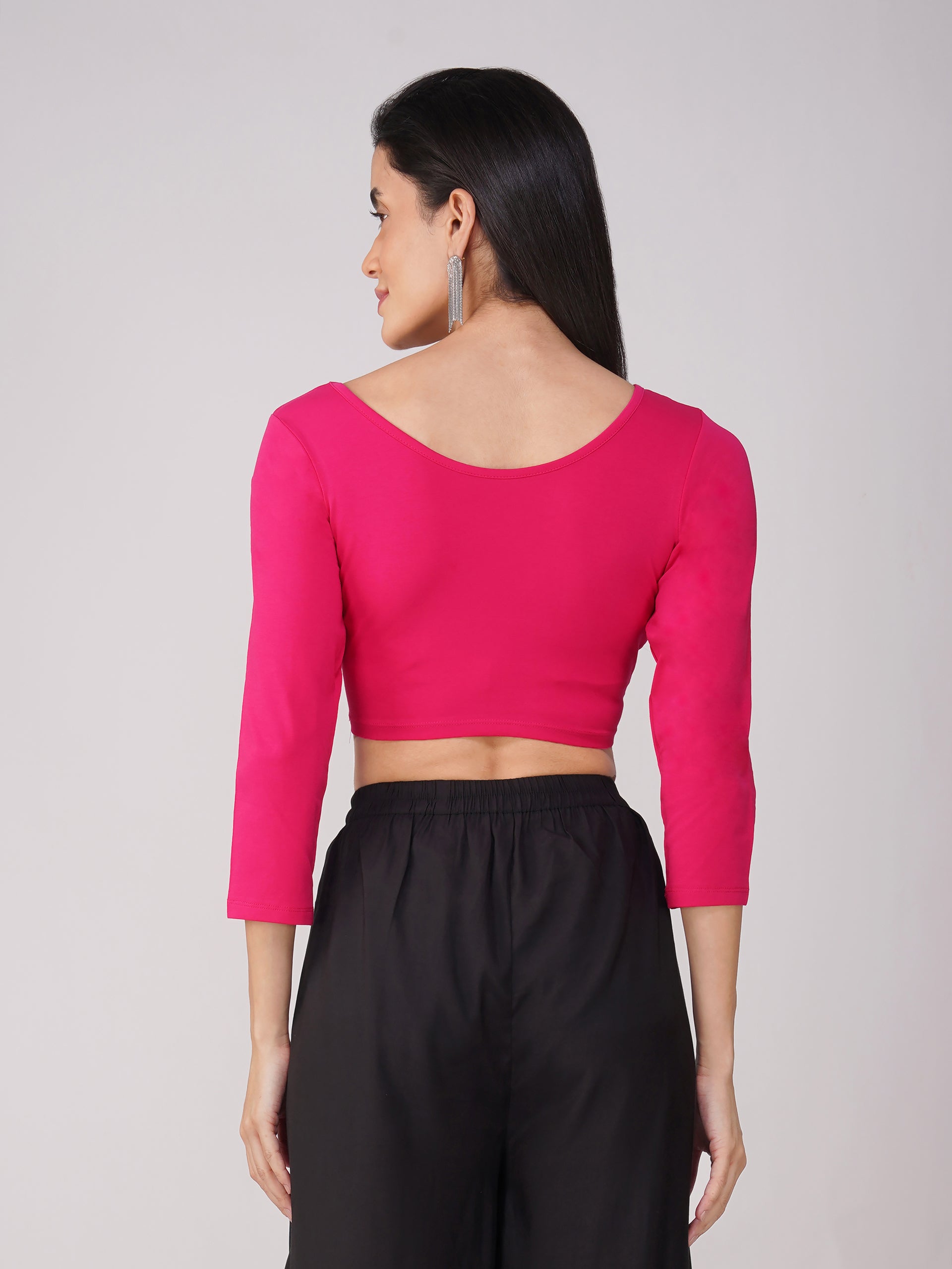 Women's ComfortEase 4-Way Stretch Fuchsia Long Sleeve Blouse