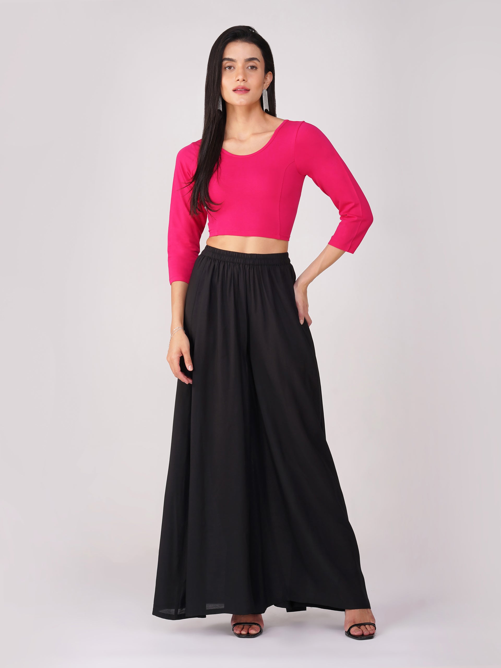 Women's ComfortEase 4-Way Stretch Fuchsia Long Sleeve Blouse