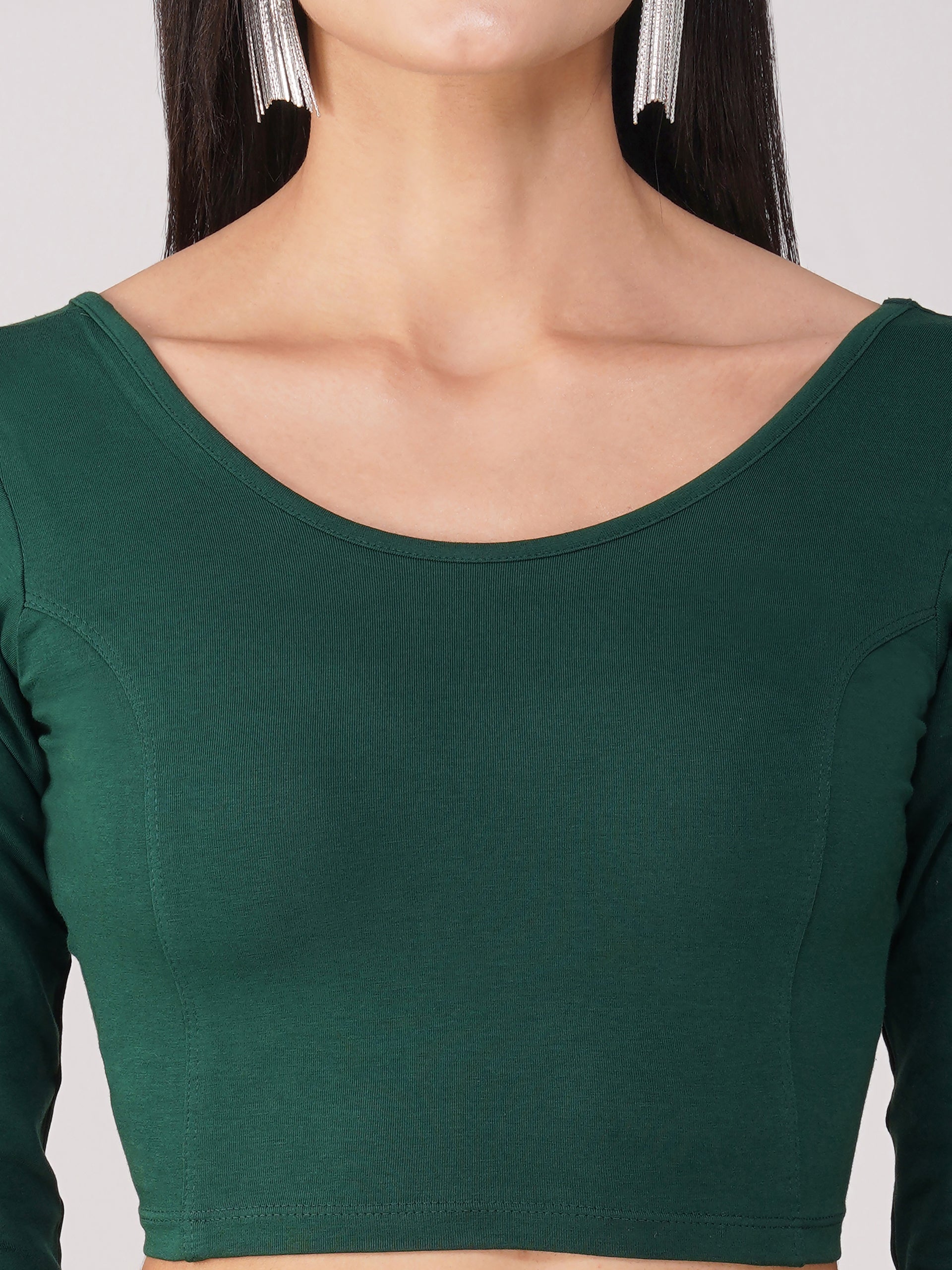 Women's ComfortEase 4-Way Stretch Green Long Sleeve Blouse