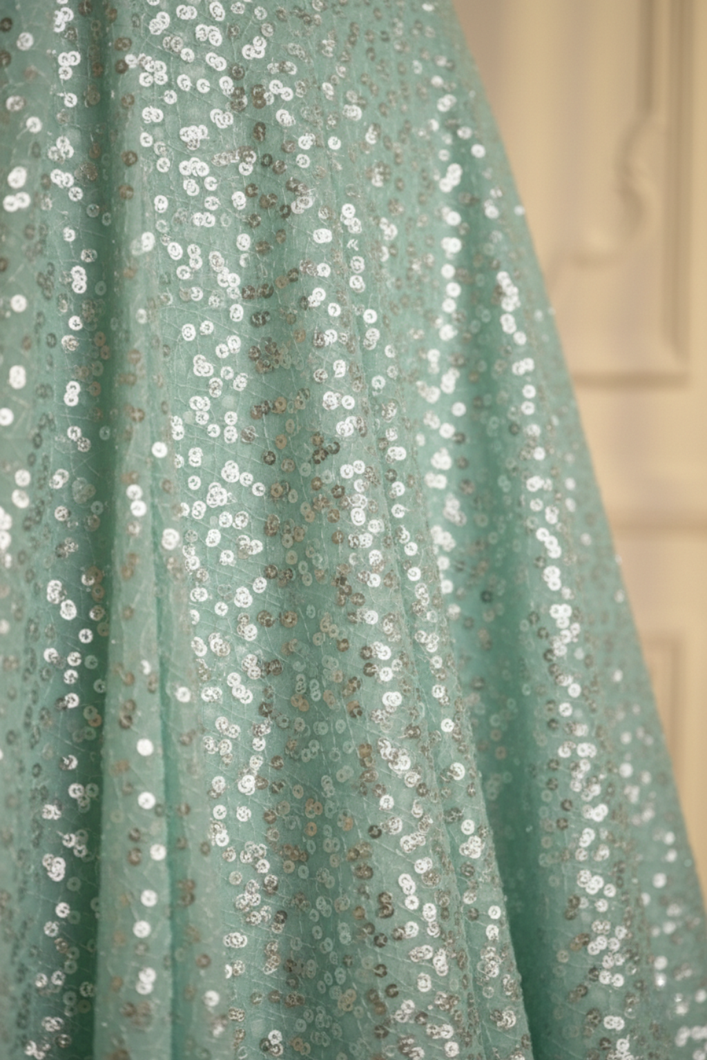 3 pc Set - Candy Mint Sequin Lehenga with Dupatta with Blouse Fabric