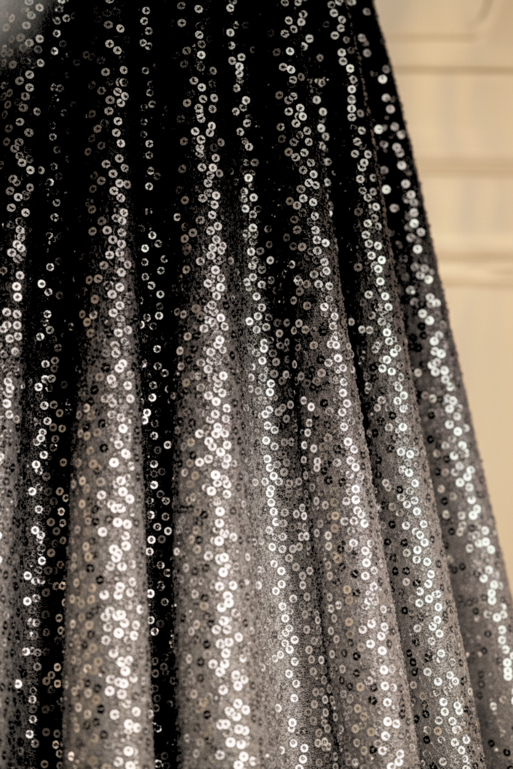 3 pc Set - Black and Grey Ombre' Knitted Sequin Lehenga with Dupatta with Blouse Fabric