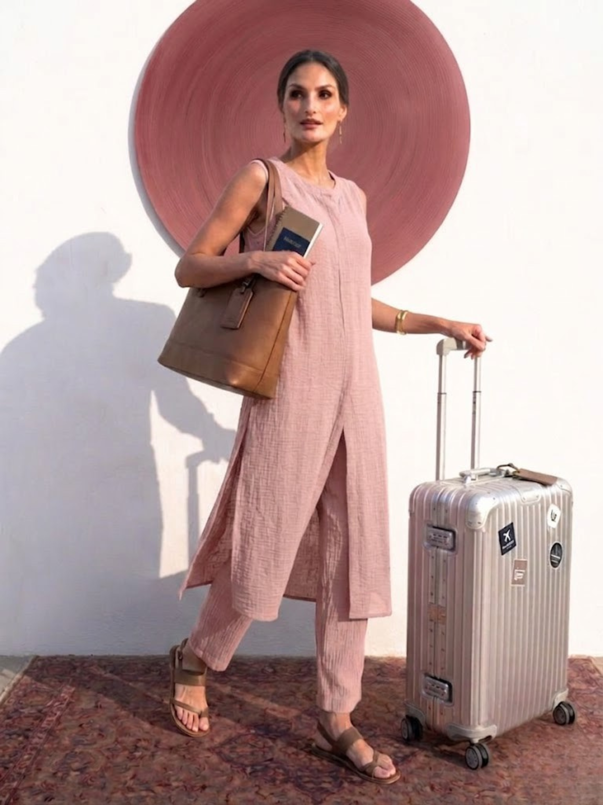 Swtantra Blush Pink Easy Addictive Travel Airflow Sleeveless Kurta and Pant Set
