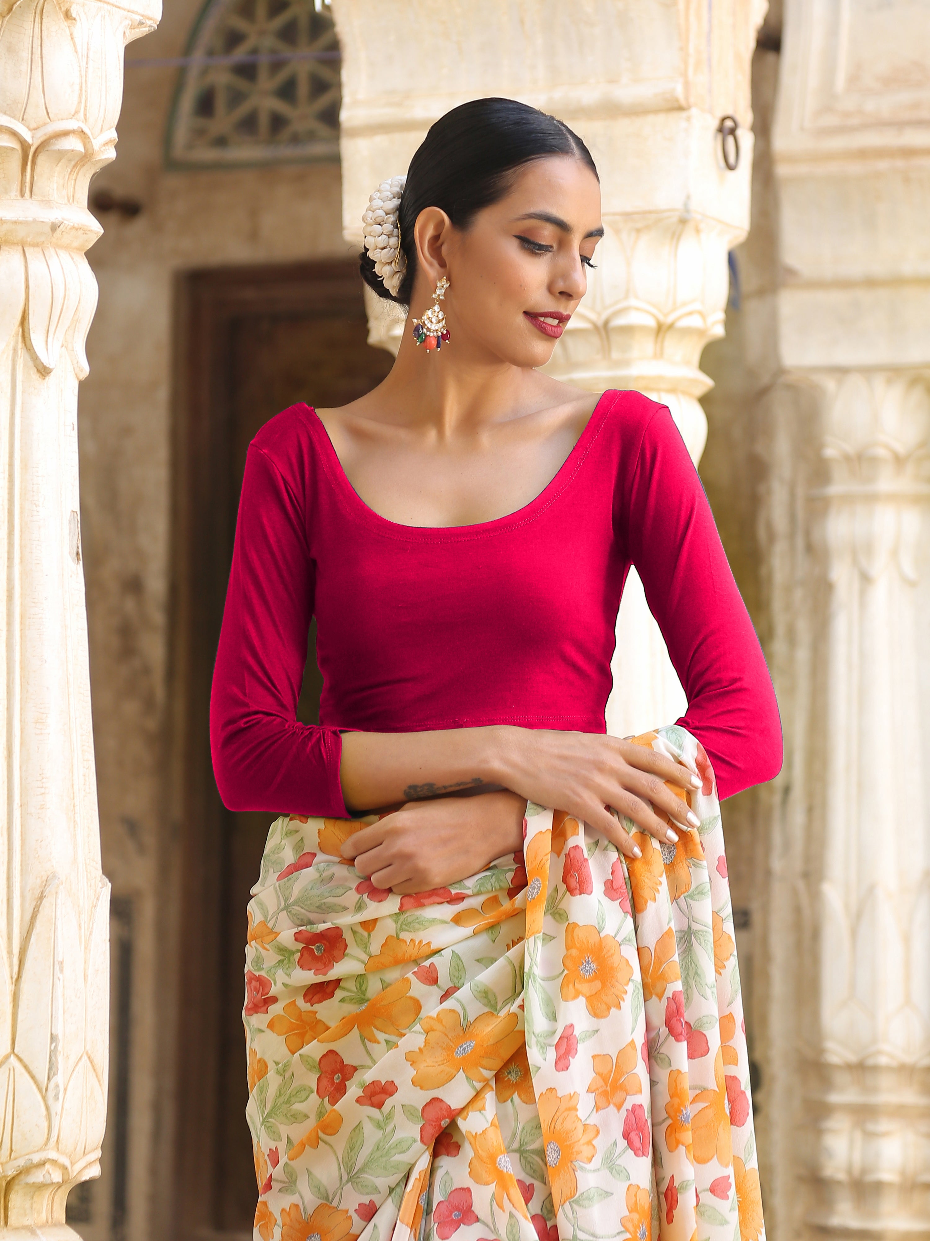 Flamenco Red Stretchy Blouse