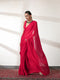 Ruby Butter Chiffon Pre-draped Saree with Self Blouse Fabric