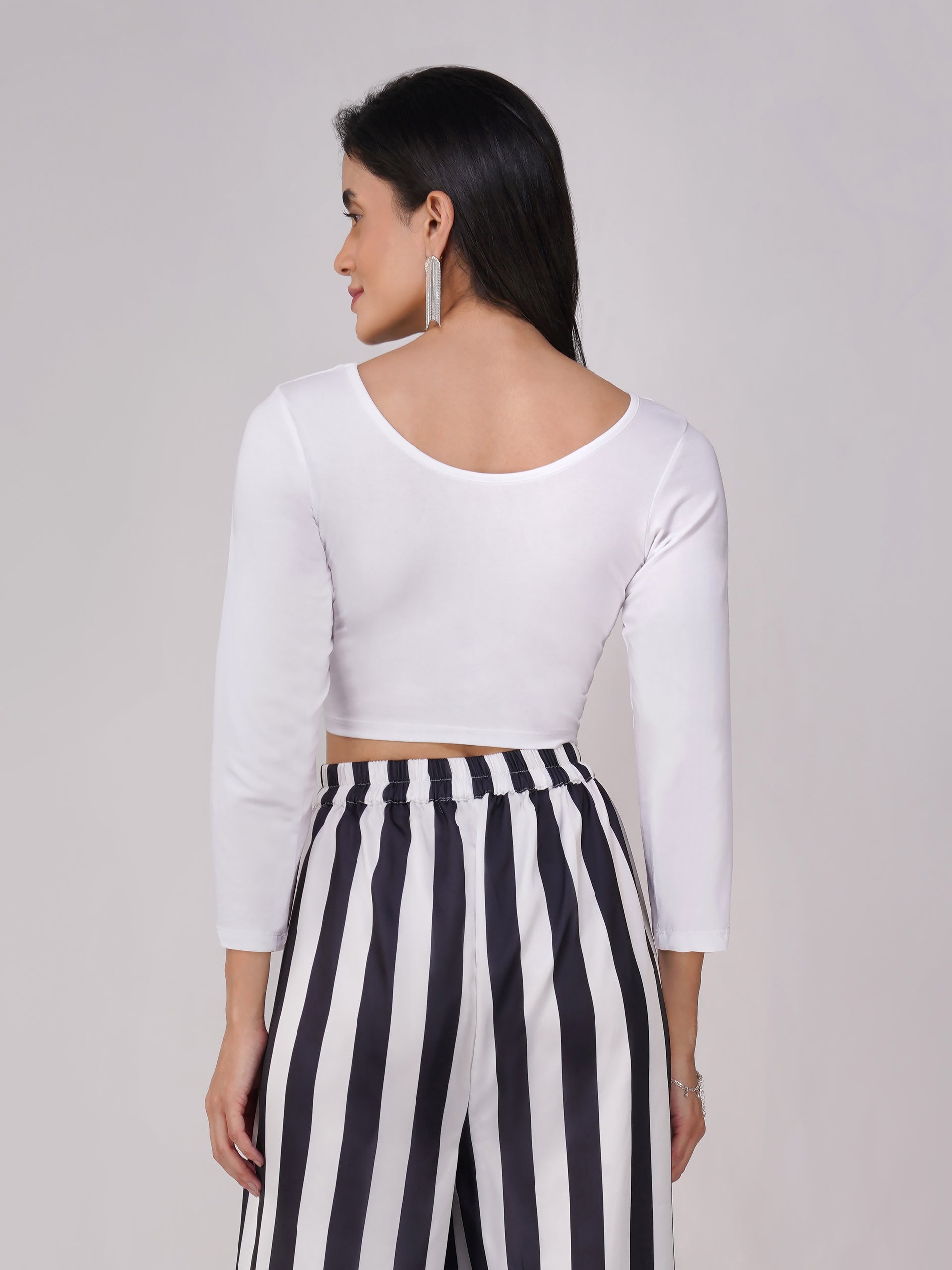 Women's ComfortEase 4-Way Stretch White Long Sleeve Blouse