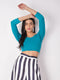 Women's ComfortEase 4-Way Stretch Turquoise Long Sleeve Blouse