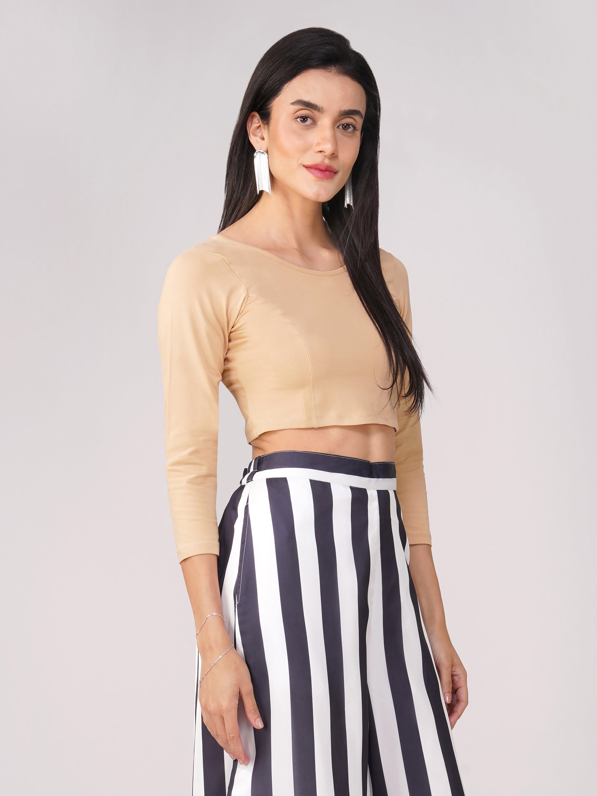 Women's ComfortEase 4-Way Stretch Nude Long Sleeve Blouse