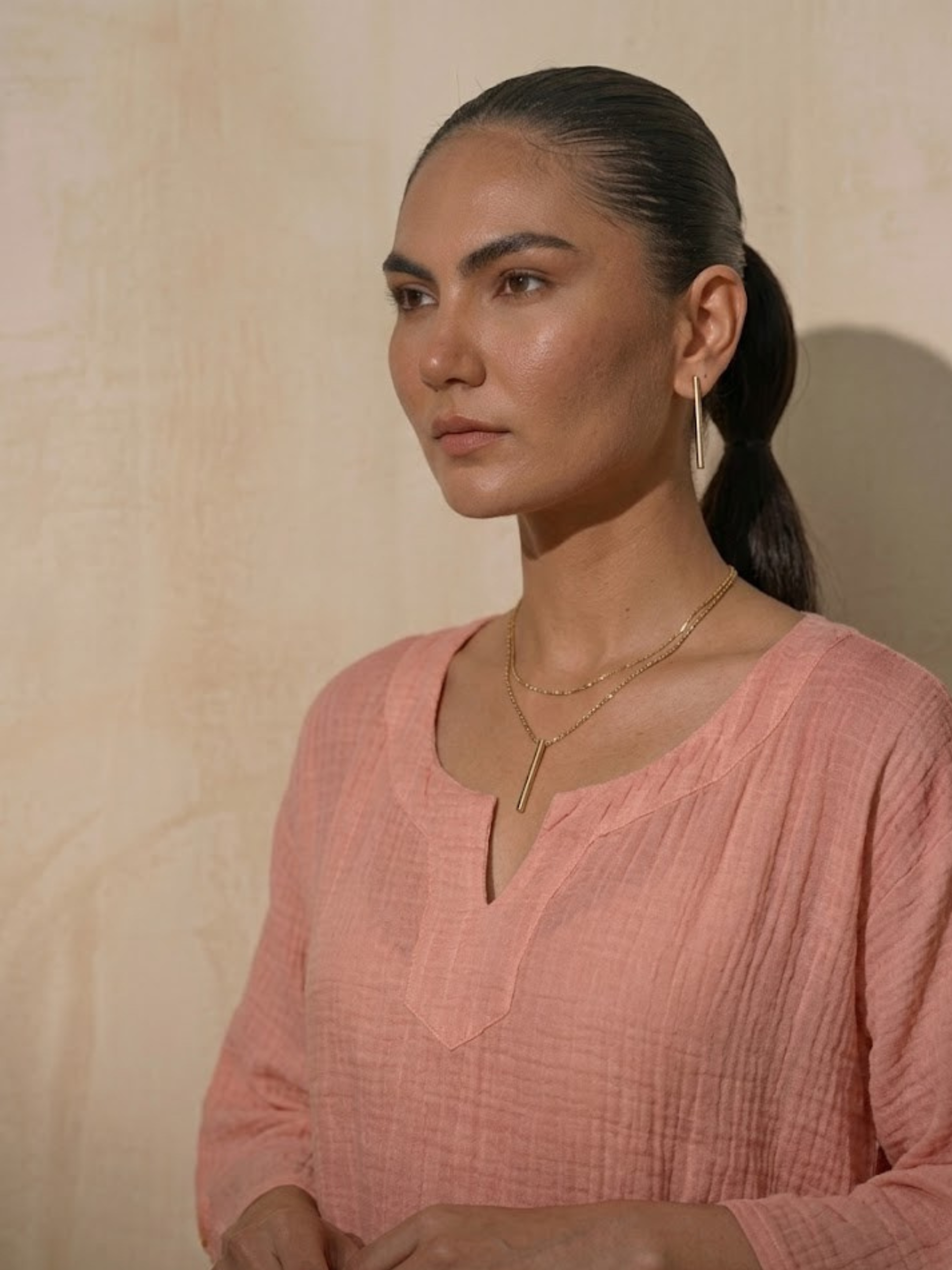 2 pc Set - Blush Pink Easy Addictive Travel Airflow Kurta and Pant Set