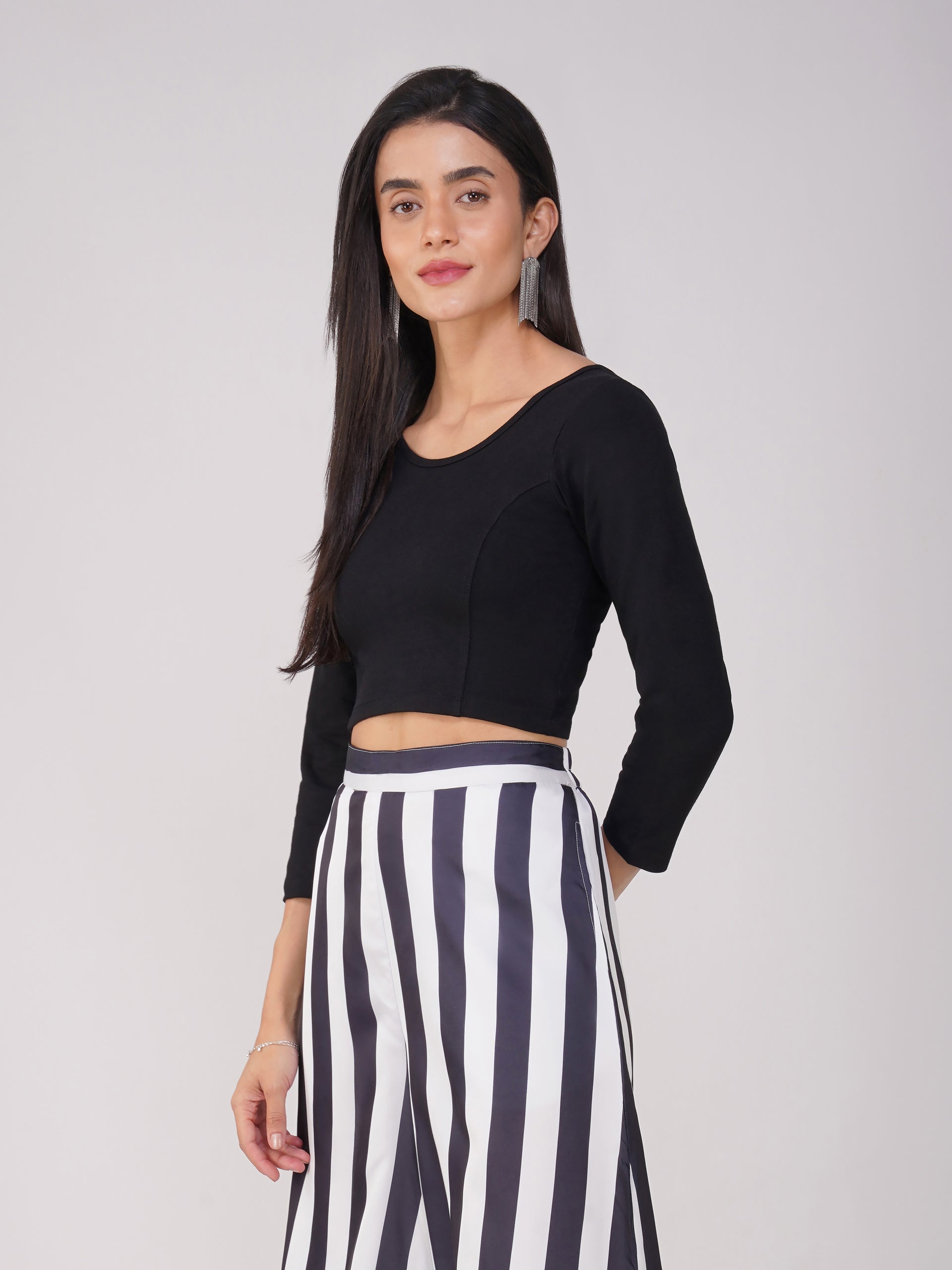 Blouse - Stretchy Black LONG Sleeve Blouse