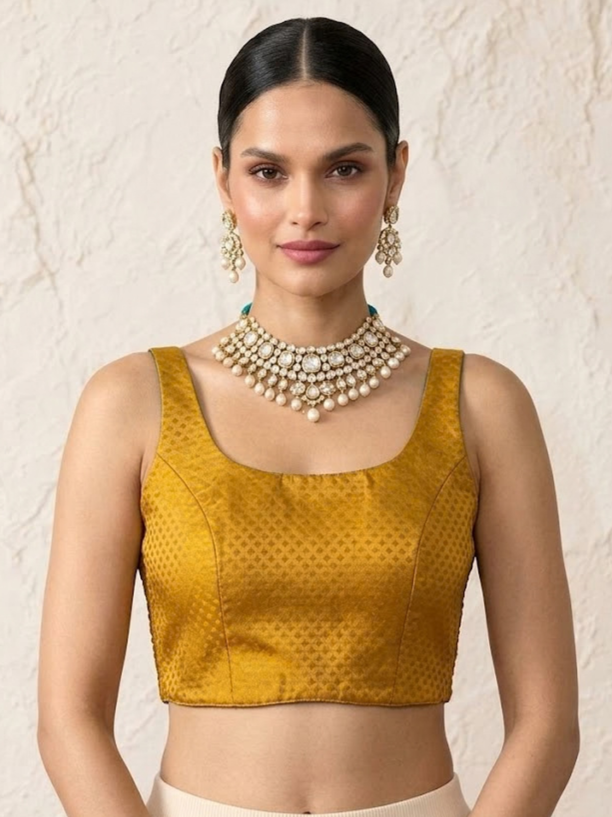 Blue and Gold Ulta Pulta Reversible Silk Blouse