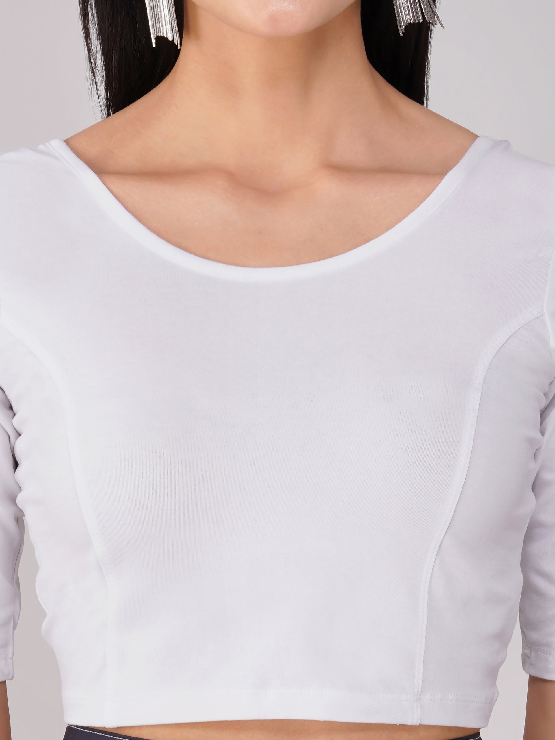 Women's ComfortEase 4-Way Stretch White Short Sleeve Blouse