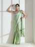 Pista Satin Saree with Transparent beads