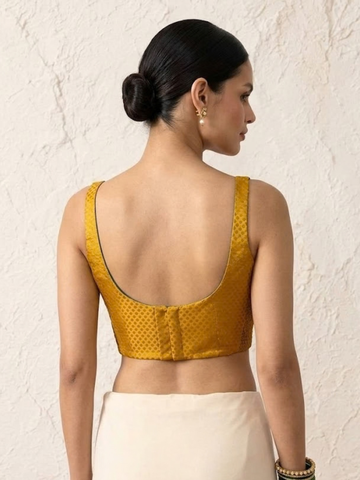 Blue and Gold Ulta Pulta Reversible Silk Blouse