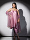 3 pc SET - Pink stripe Satin Dress , Pants and Organza Sparkle Dupatta with lace