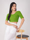 Women's ComfortEase 4-Way Stretch Mehndi Green Short Sleeve Blouse