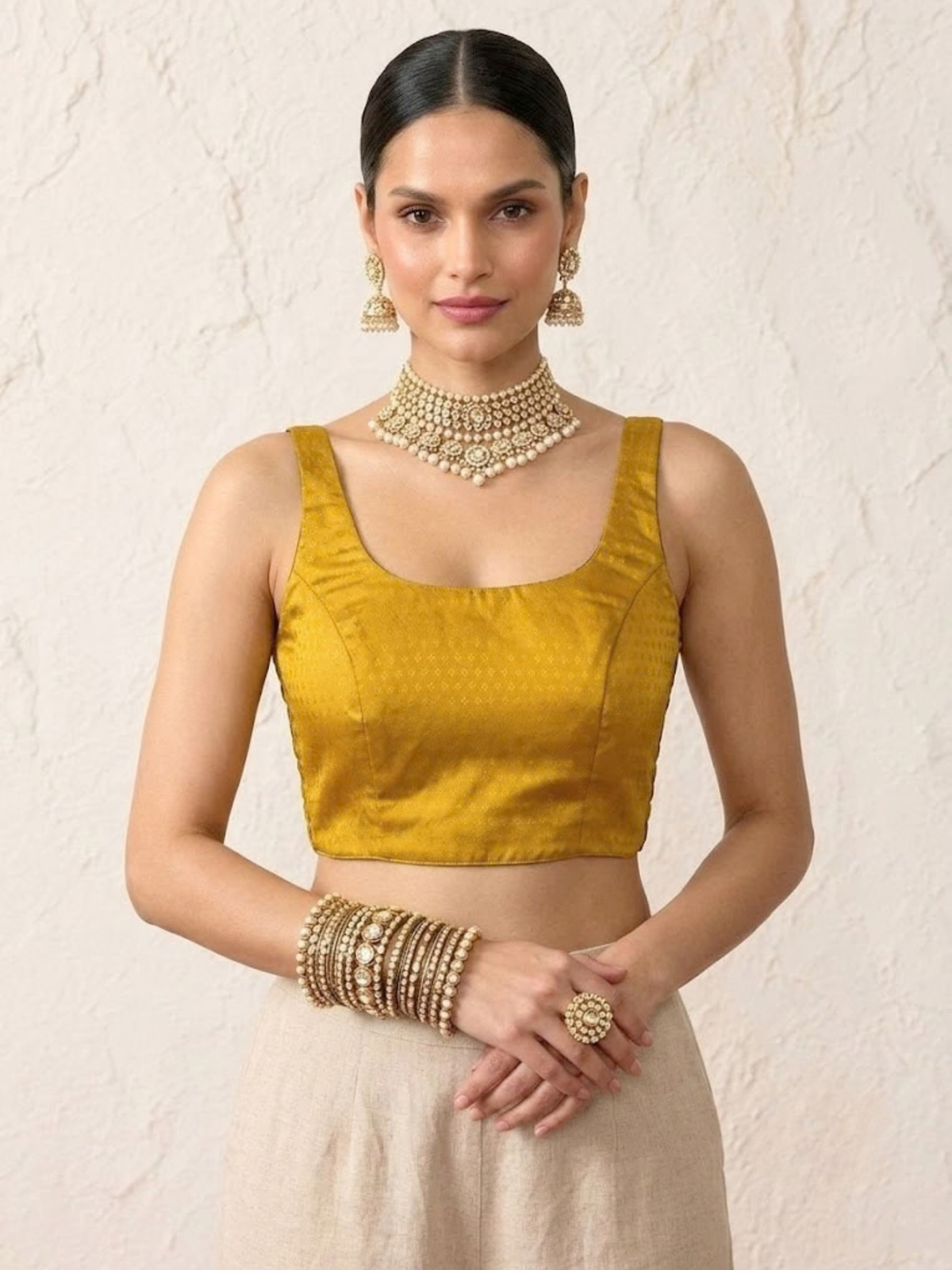 Yellow and Purple Ulta Pulta Reversible Silk Blouse