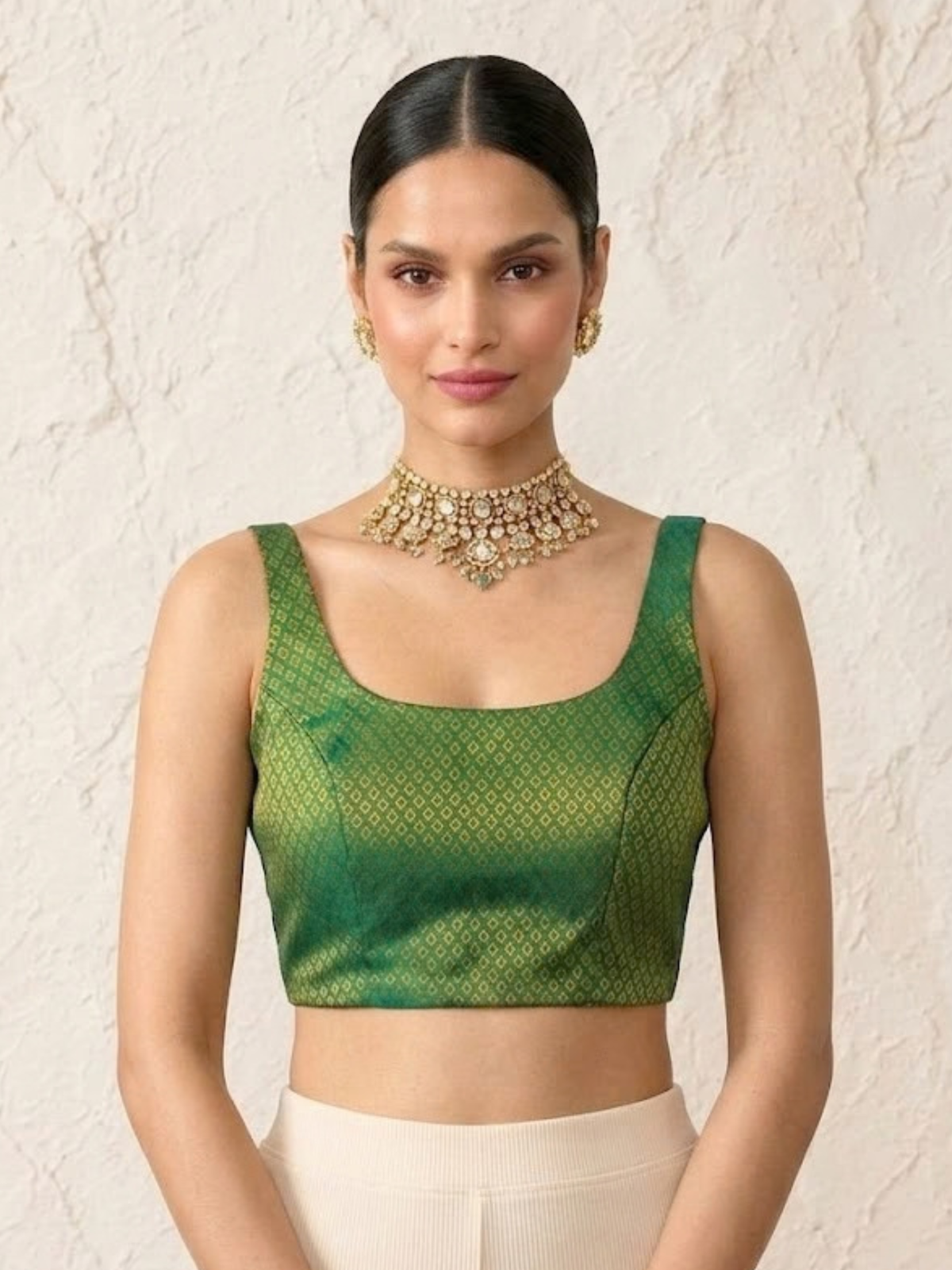 Green and Pink Ulta Pulta Reversible Silk Blouse