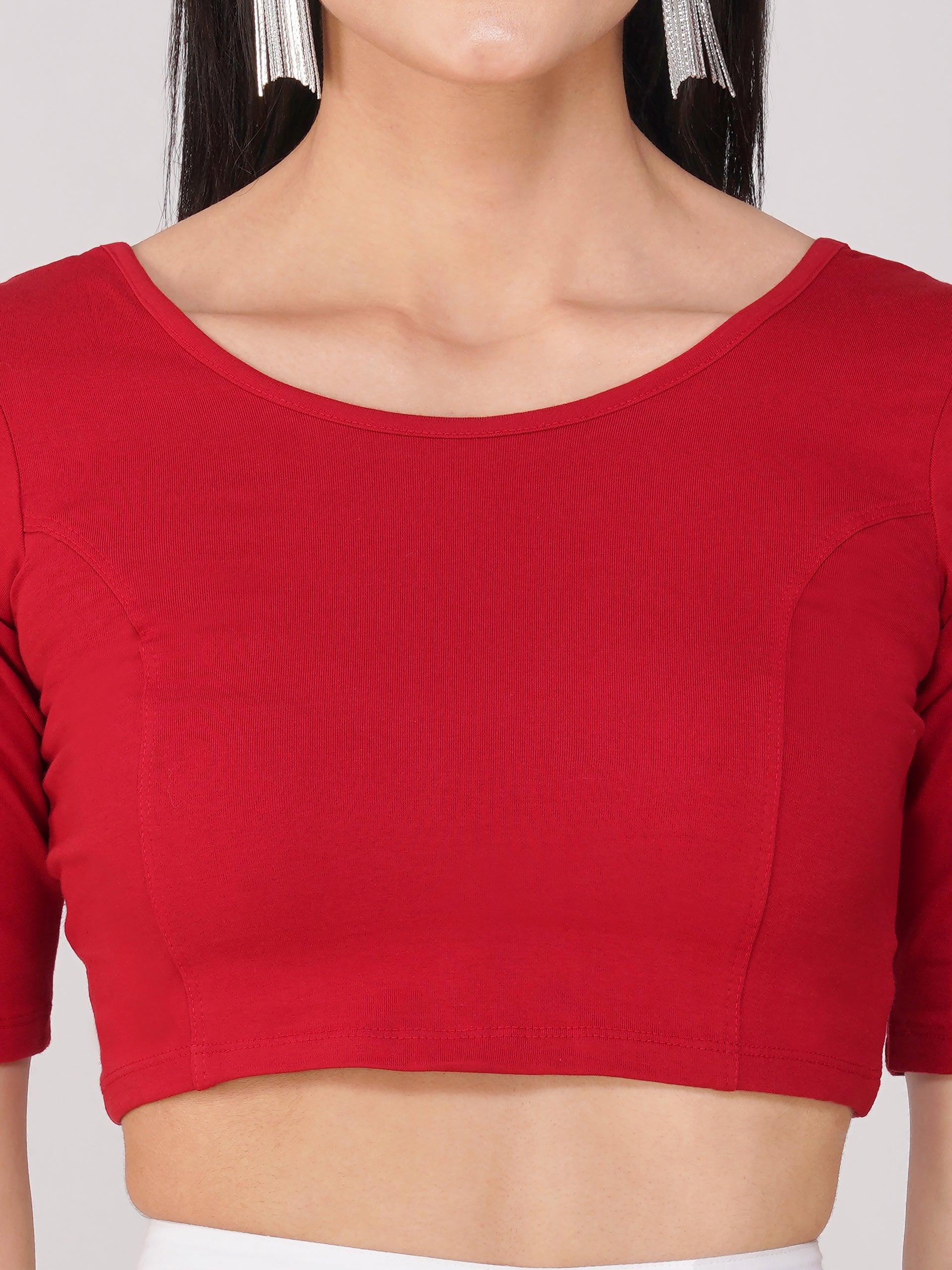 Women's ComfortEase 4-Way Stretch Red Short Sleeve Blouse