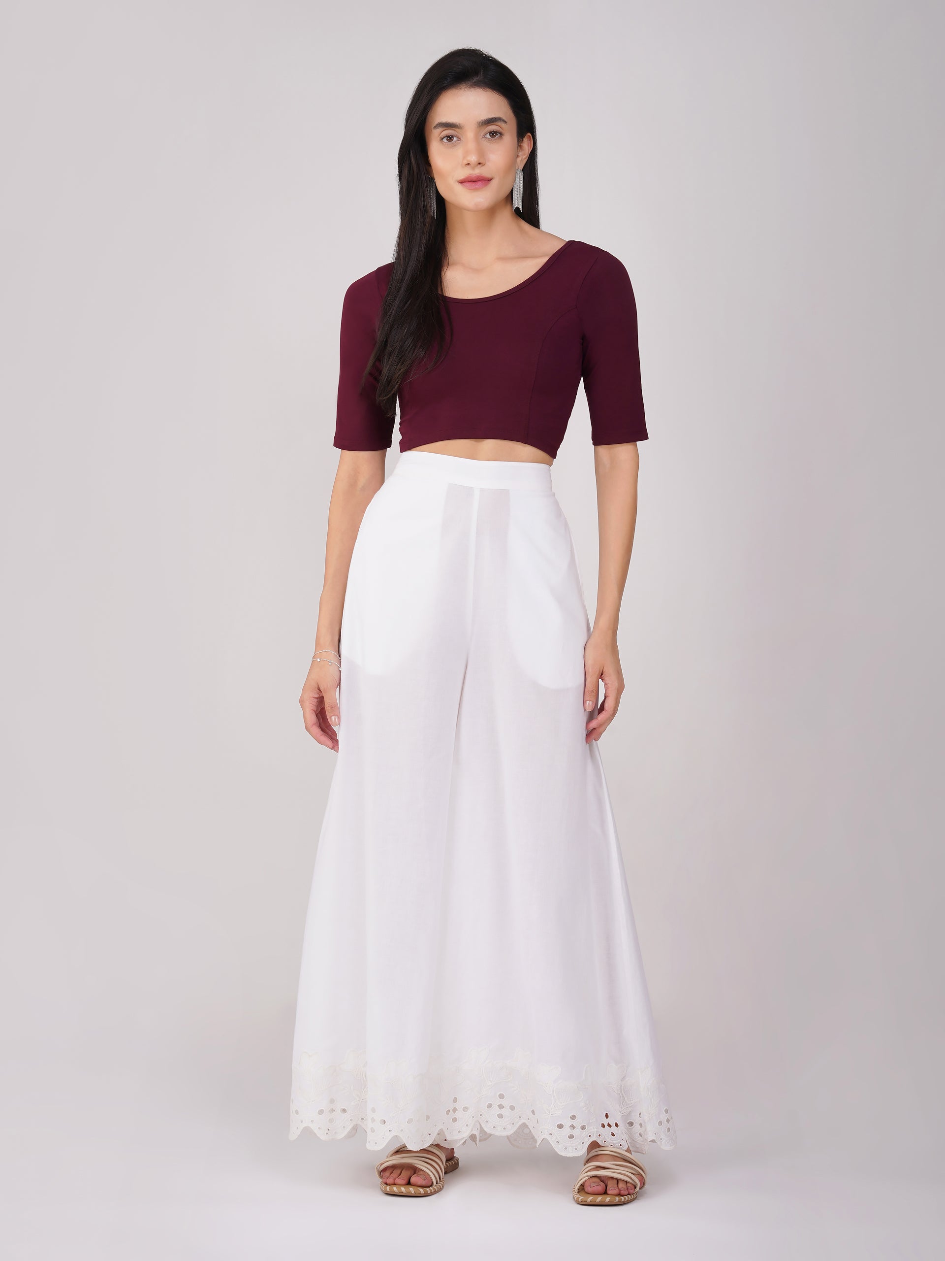 Women's ComfortEase 4-Way Stretch Wine Short Sleeve Blouse