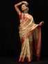Red and Beige Organza Saree with blouse fabric