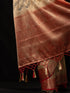 Red and Beige Organza Saree with blouse fabric