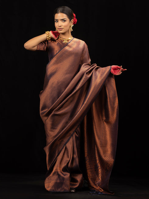 Asma Blue Jaal Work Soft Silk Saree with Blouse