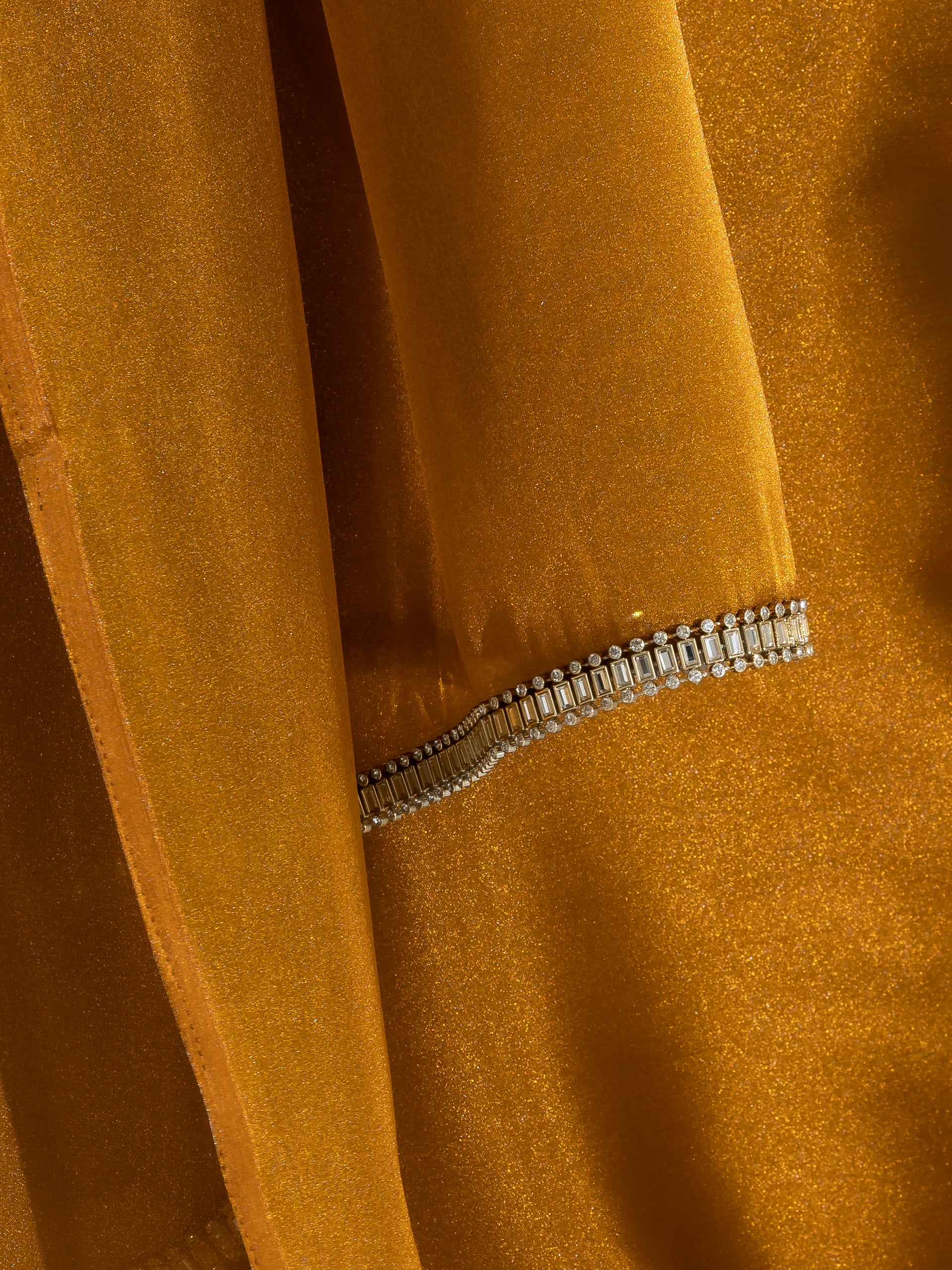 Brushed Bronze Organza Saree with Diamond Lace  & Self Blouse Fabric