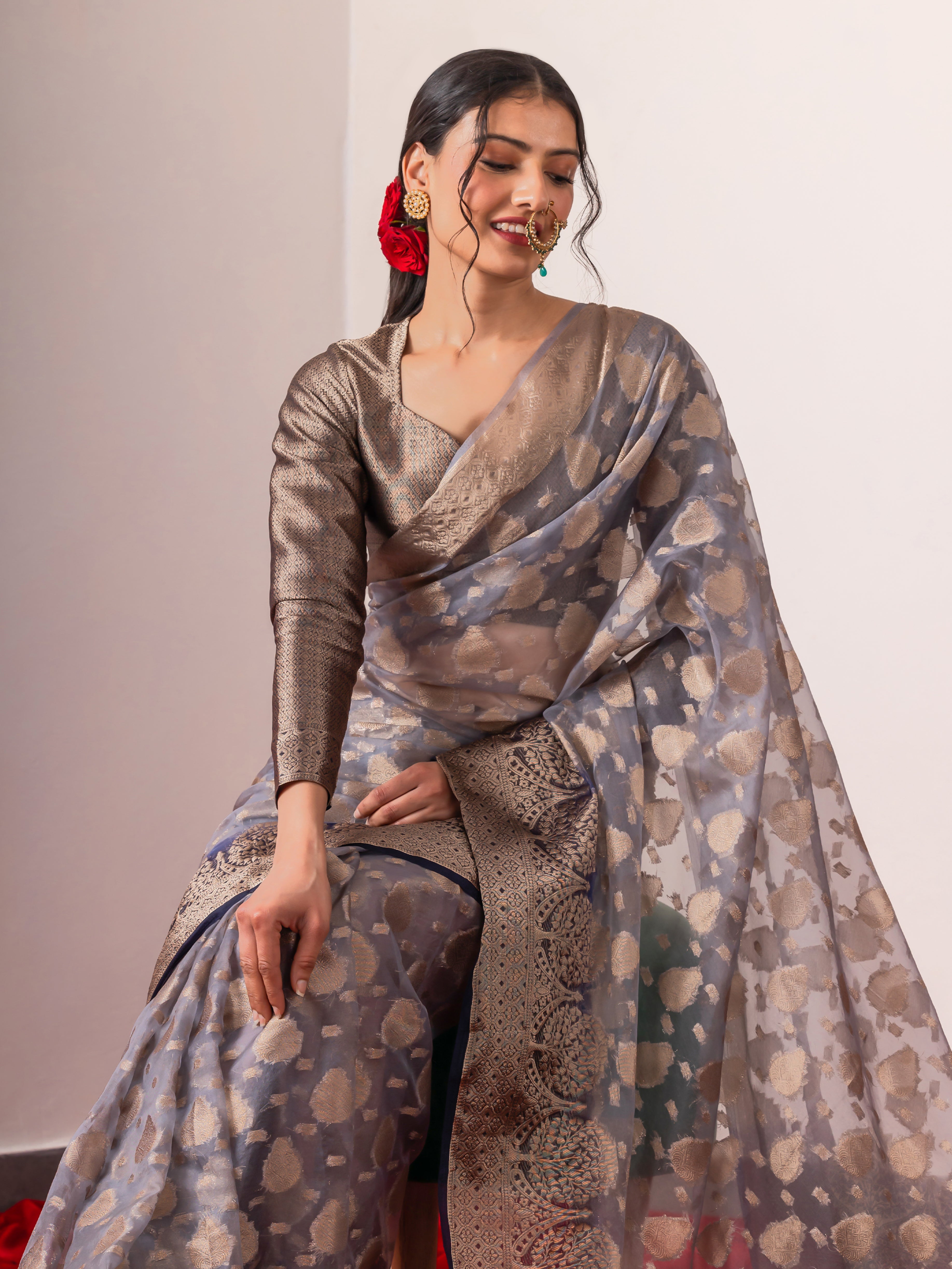 Zoya Organza Saree with Blouse fabric
