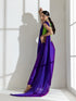 Purple and Plum Dual Shade Texture Chiffon Saree and Sequin Blouse Fabric