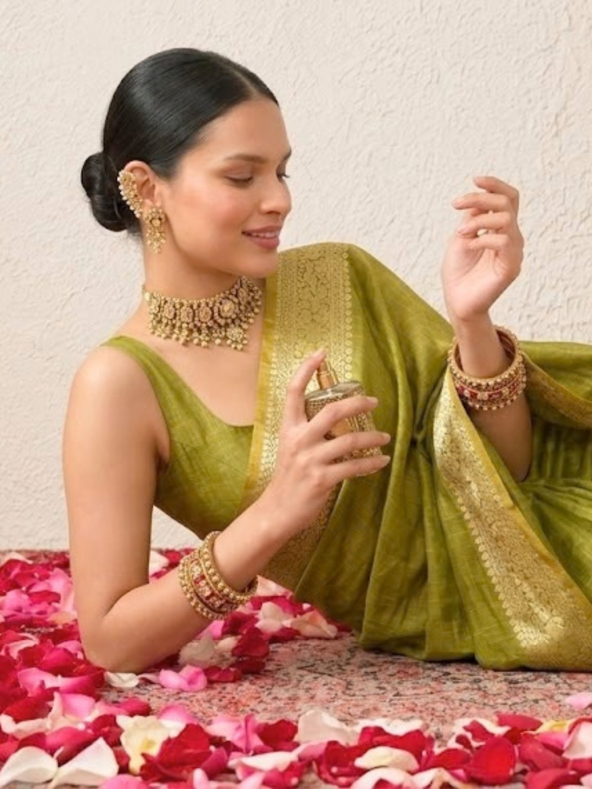 Green and Yellow Dual Shade Chanderi Cotton Silk Saree with Matching Blouse Fabric