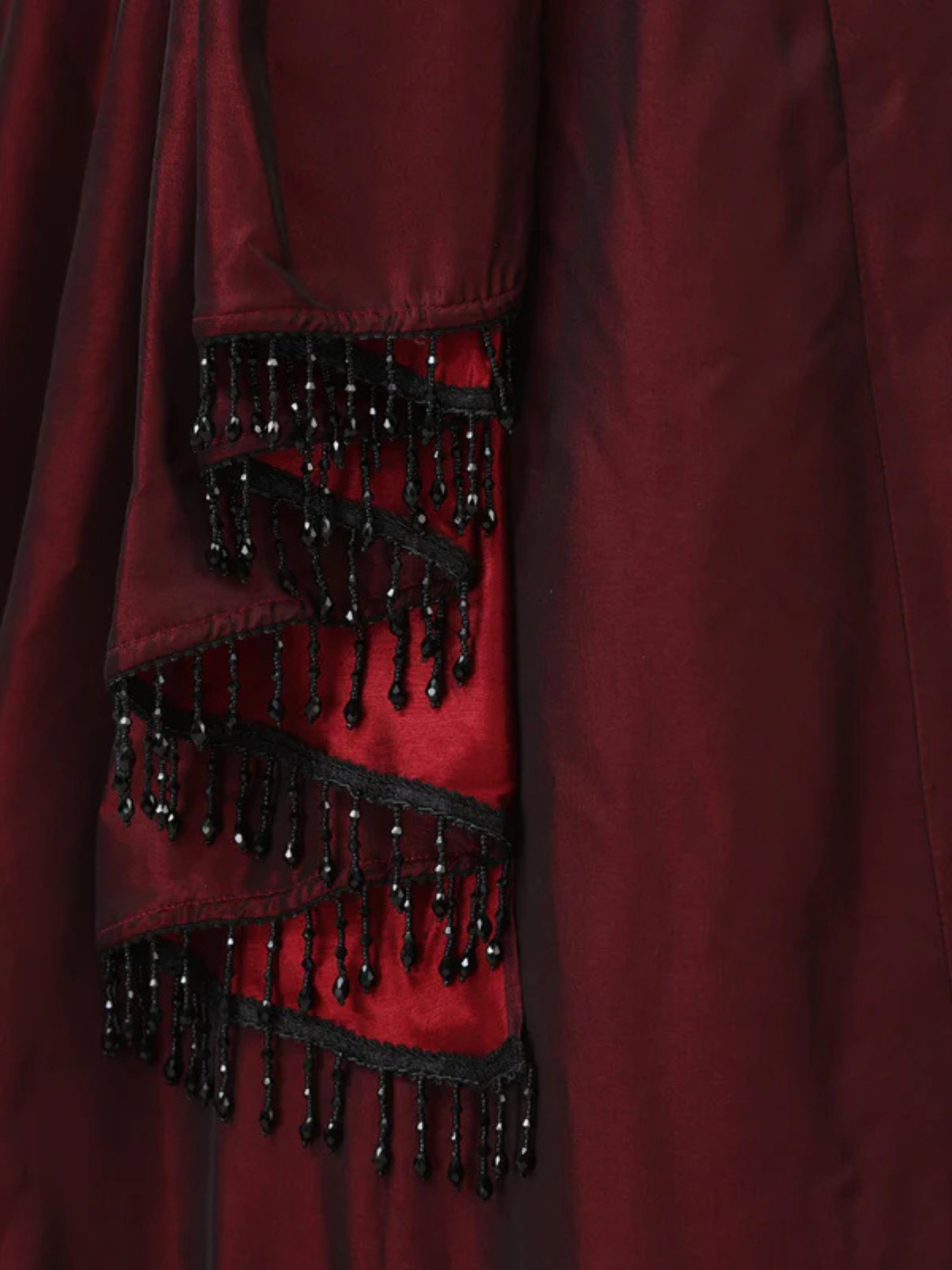 Rosewood Dual Shade Satin Saree with Hanging Lace and Self Blouse Fabric