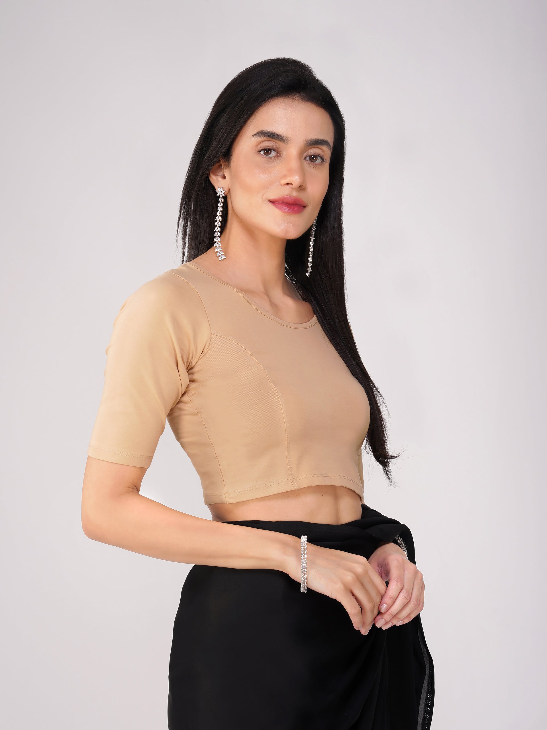 Women's ComfortEase 4-Way Stretch Nude Short Sleeve Blouse