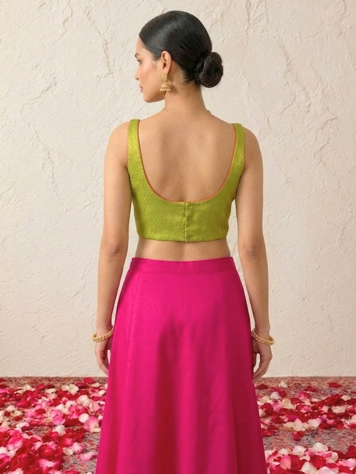 Bright Green and Orange Ulta Pulta Reversible Silk Blouse