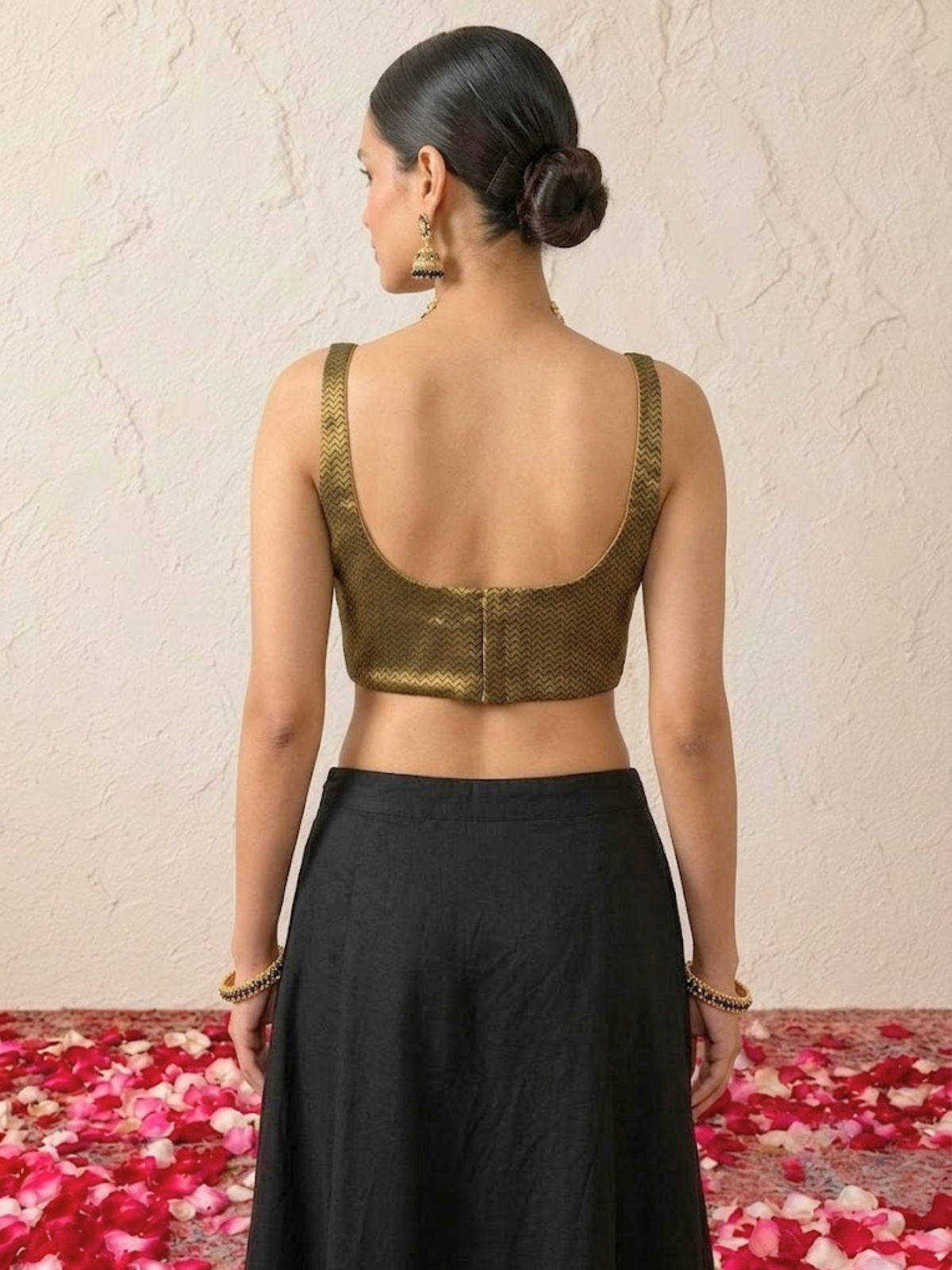Gold, Black and Bronze Ulta Pulta Reversible Silk Blouse