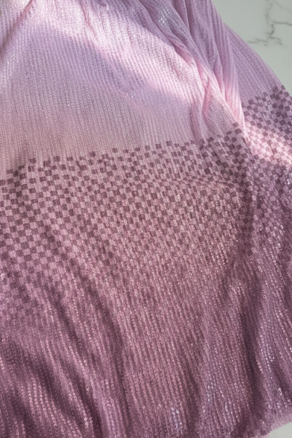 Lilac and Purple Ombre' Knitted Sequin Saree with Blouse Fabric