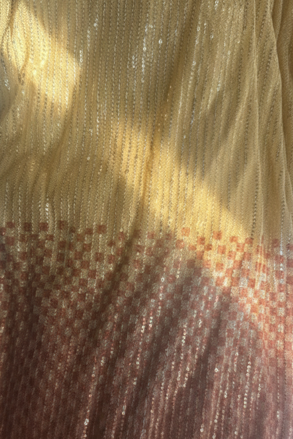 Yellow and Orange Ombre' Knitted Sequin Saree with Blouse Fabric