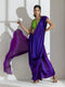 Purple and Plum Dual Shade Texture Chiffon Saree and Sequin Blouse Fabric