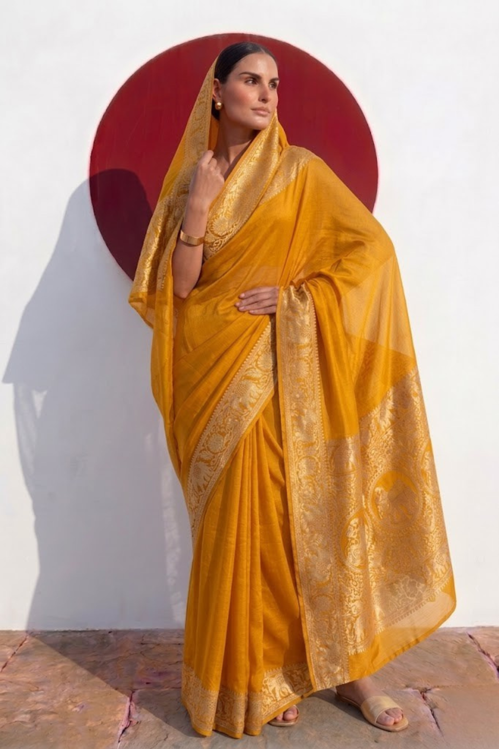 Dola Yellow Border Silk saree with Zari Border and Blouse Fabric