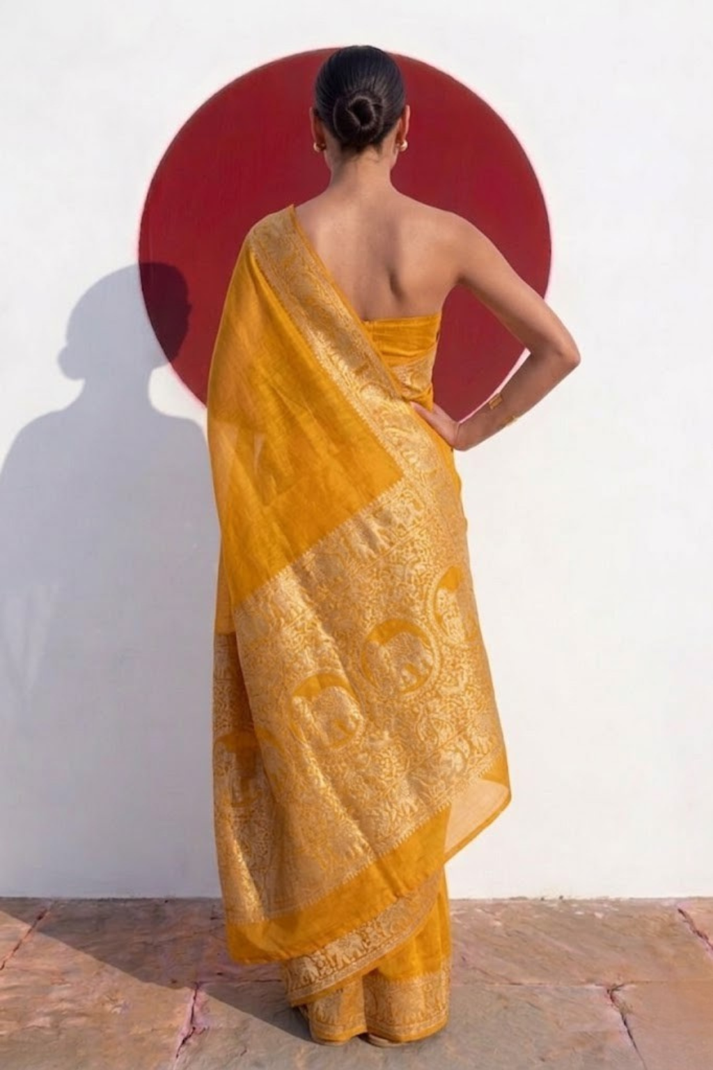 Dola Yellow Border Silk saree with Zari Border and Blouse Fabric
