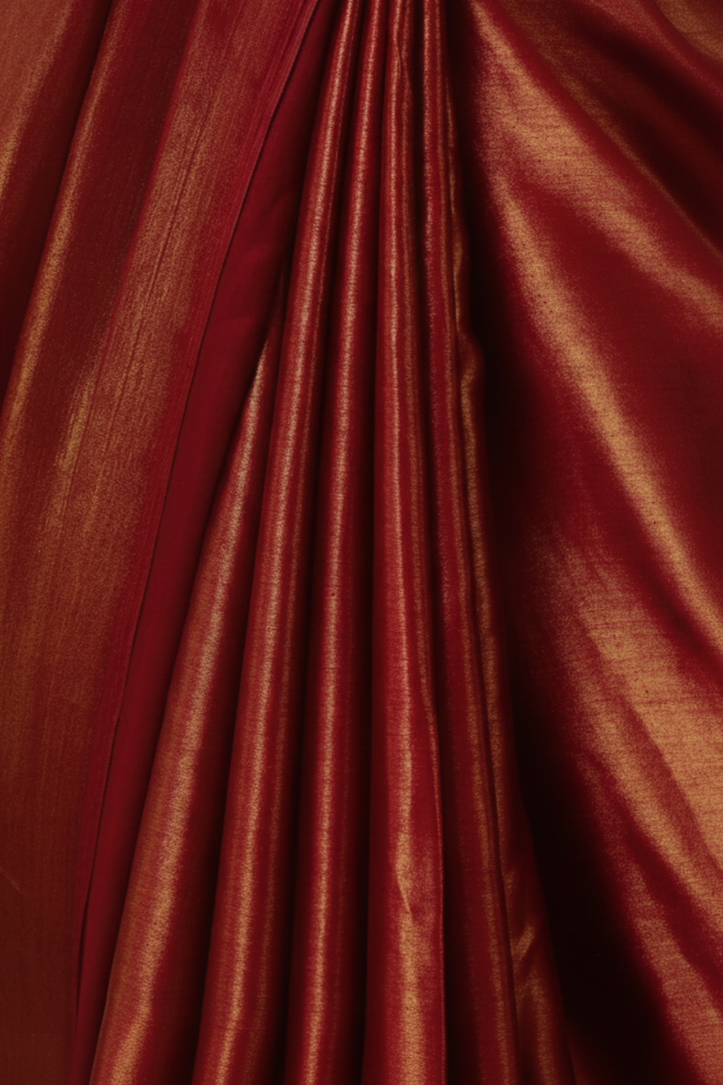 Cruella Red Gold Chiffon Saree with Pendants with Self Blouse Fabric