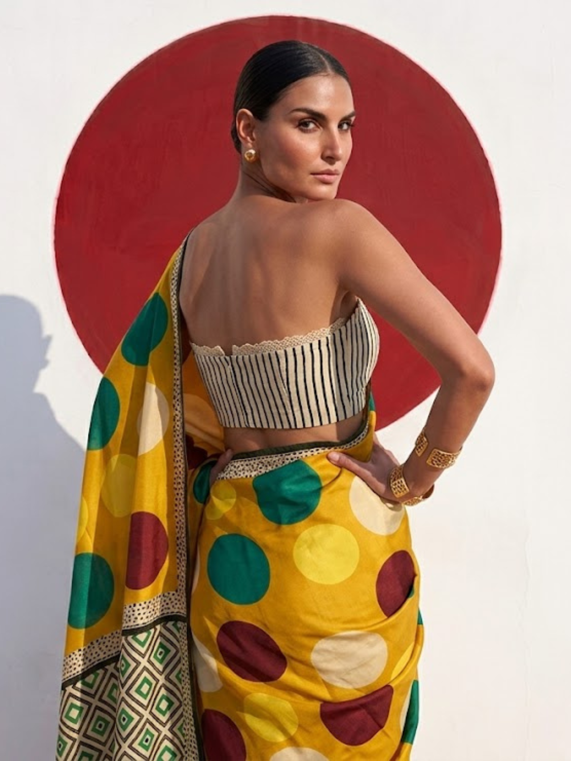 Modal Silk Multicolor Hand Block Printed Saree with Blouse Fabric