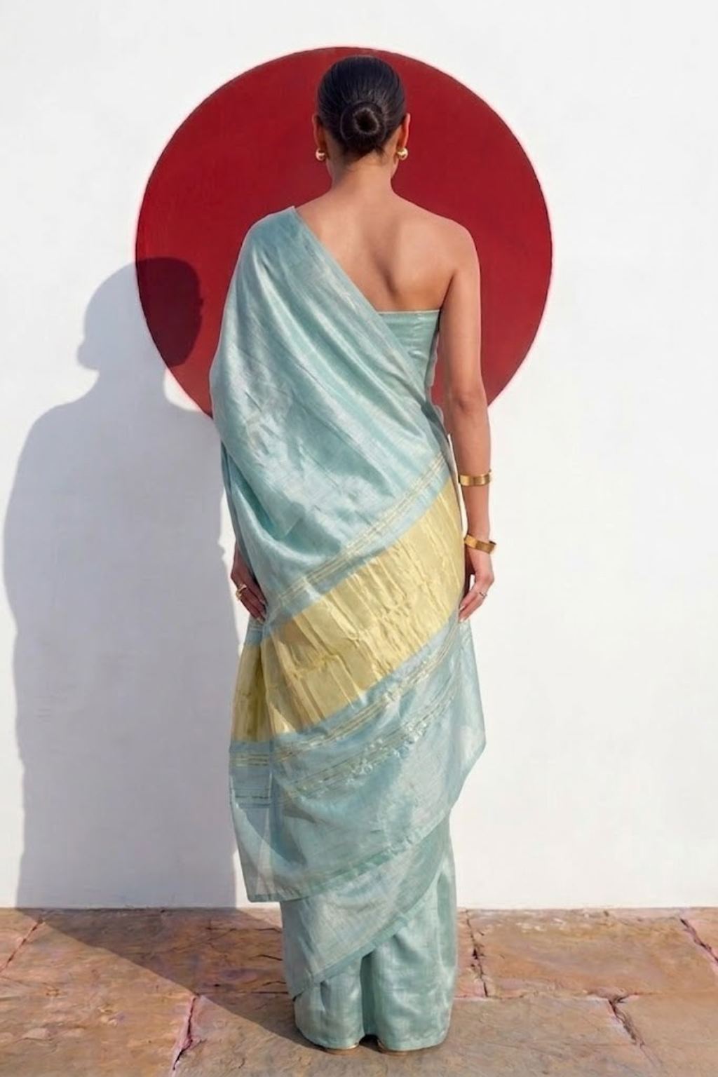 Gajji Mint Silk Saree with Zari Pallu with Blouse Fabric