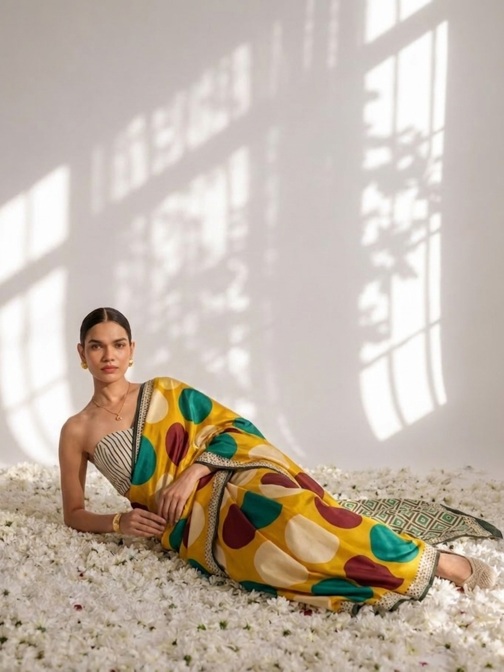 Modal Silk Multicolor Hand Block Printed Saree with Blouse Fabric