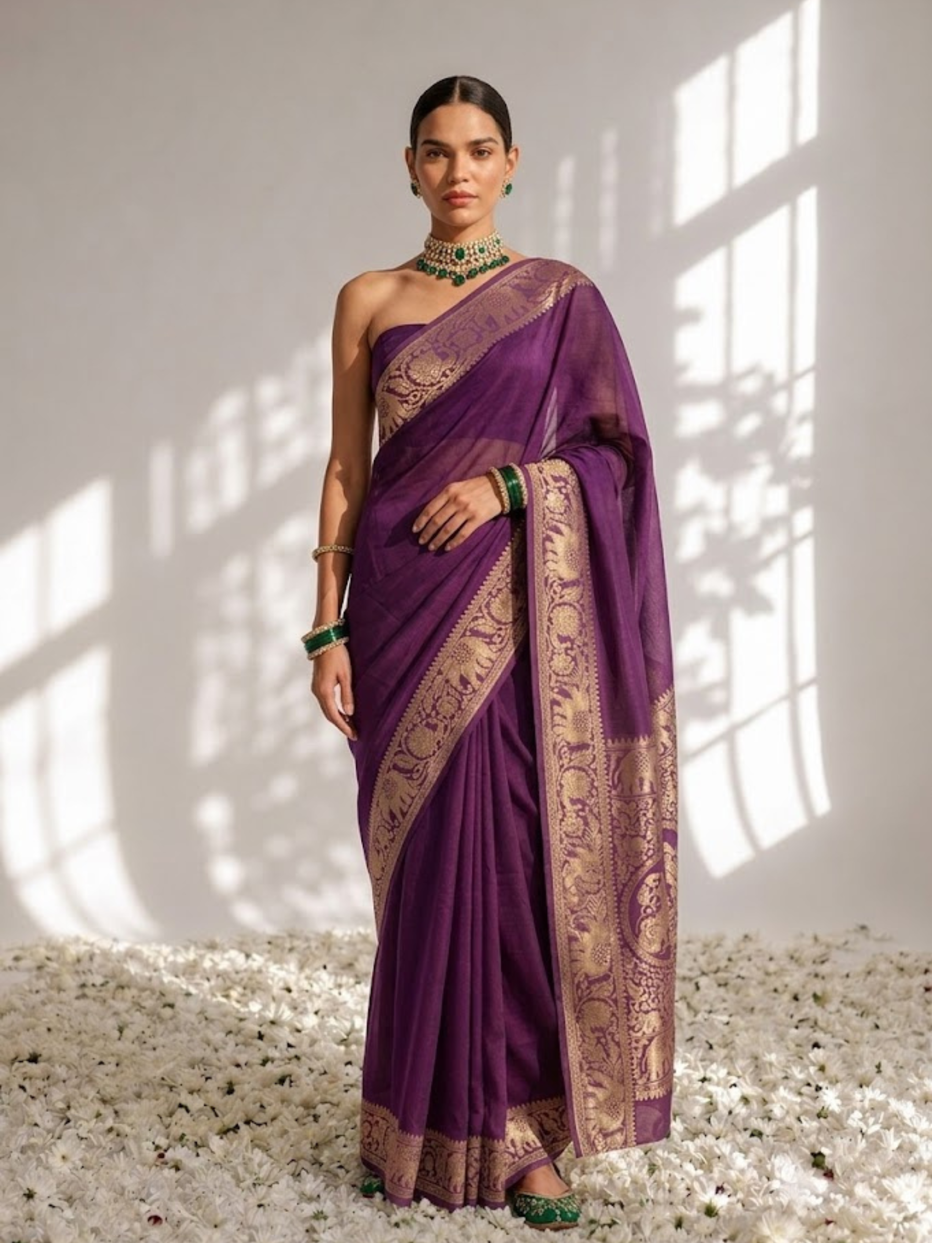 Dola Wine Border Silk saree with Zari Border and Blouse Fabric