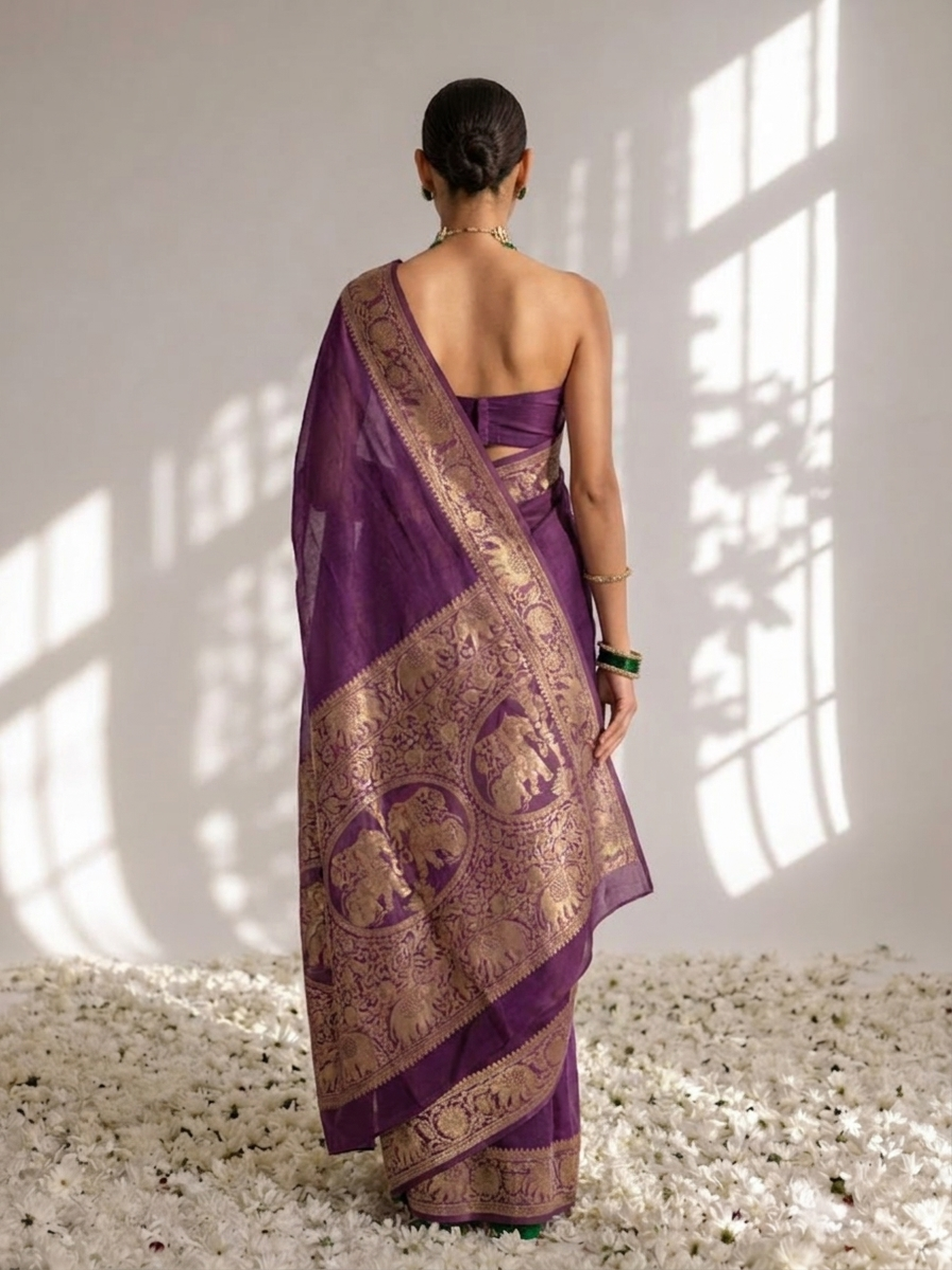 Dola Wine Border Silk saree with Zari Border and Blouse Fabric