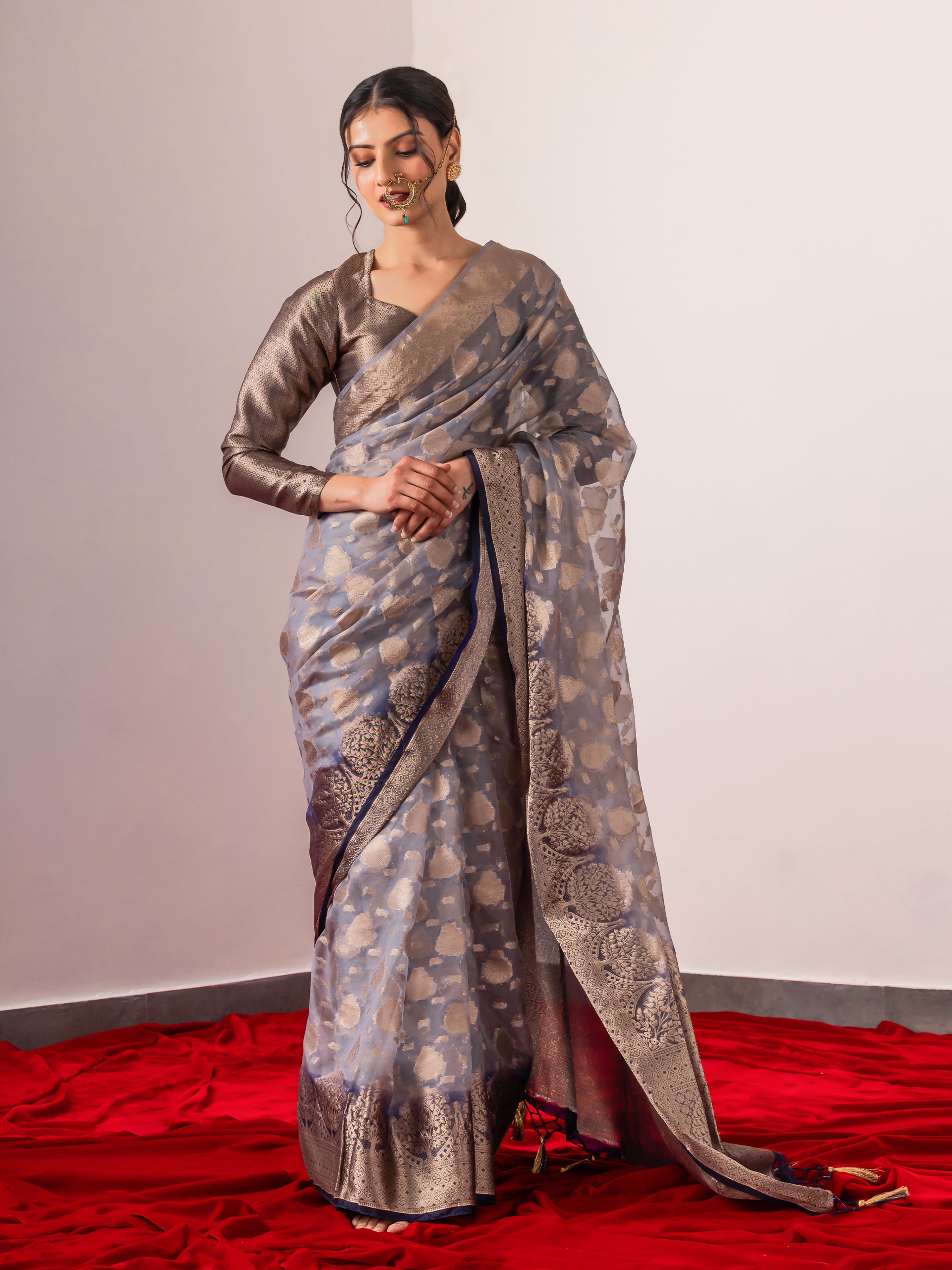 Zoya Organza Saree with Blouse fabric